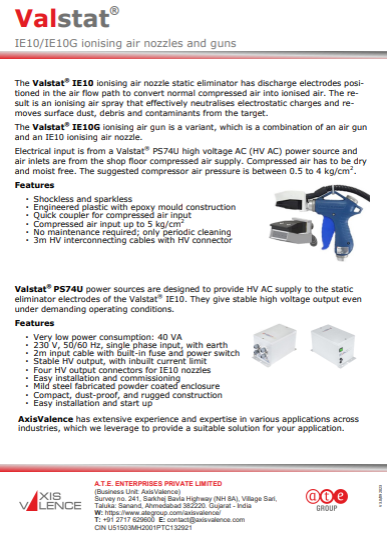 Valstat® Ionising Nozzle and Air Gun